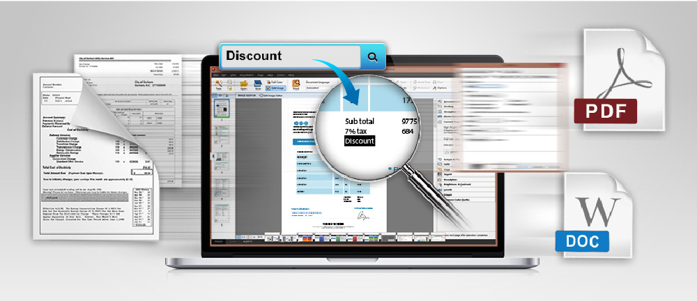 bundled abbyy finereader helps you tranfer the document into editable and searchable