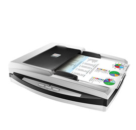 Um scanner duplex de 32 páginas por minuto que combina um Alimentador Automático de Documentos (ADF) e uma unidade com mesa de digitalização plana e um ciclo de trabalho de até 3000 páginas por dia.