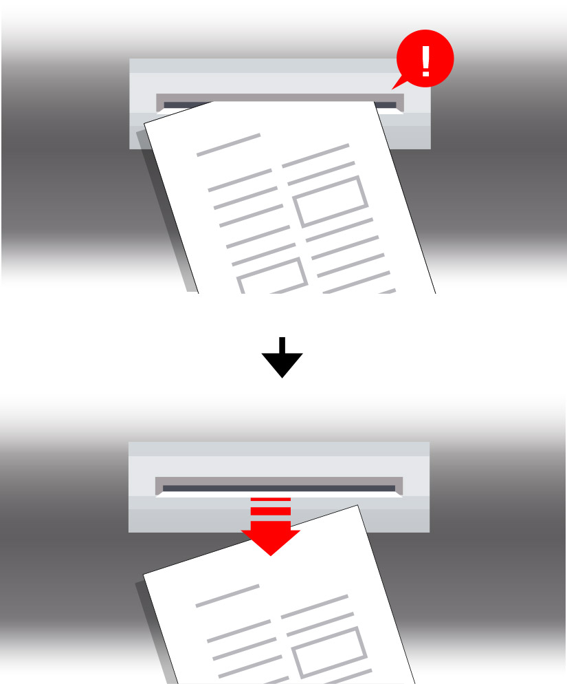 The scan module helps to prevent paper jam. When the document is ejected incorrectly, it will automatically be rejected.