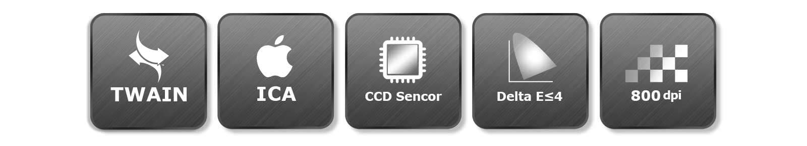 與WIA相容,與ICA相容,配備CCD,高色彩還原-DealtaE,高解析度-800 dpi