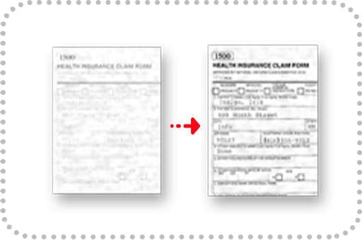 Mejora el texto en negro y el fondo en blanco de caracteres parcialmente desvanecidos solo para documento en B/N y en escala de grises