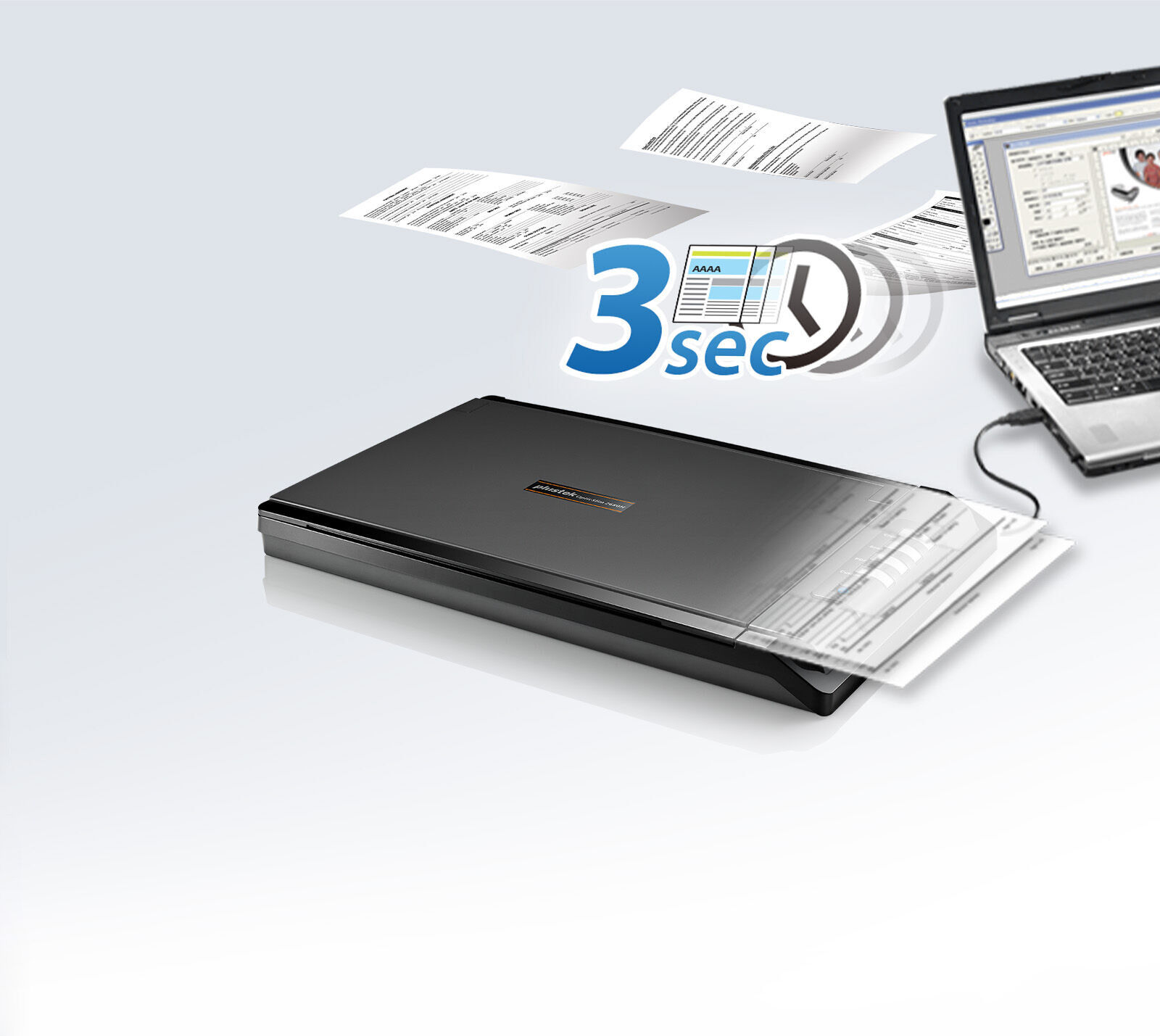 Scans quickly and easily up to 3 seconds.