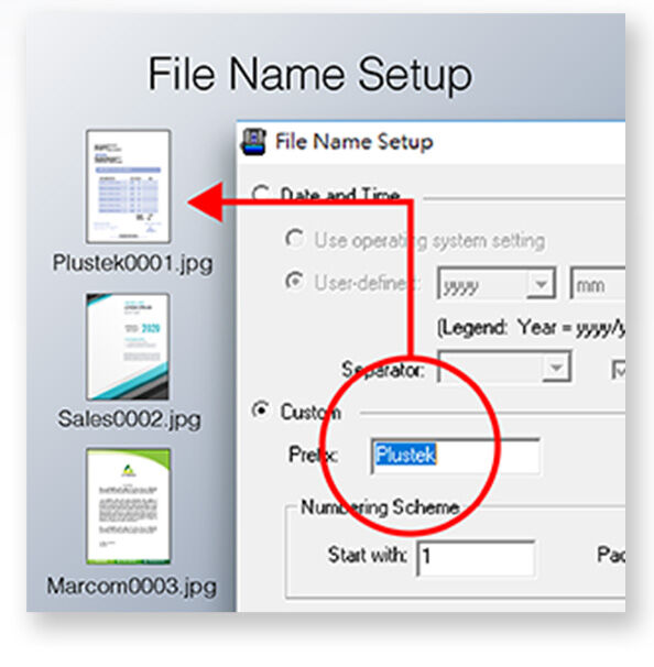 Customize the file name.
