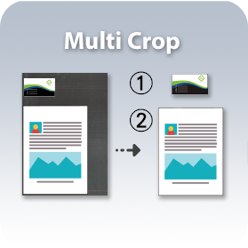 Crop and create multiple images according to the original sizes of the documents in one single scan.