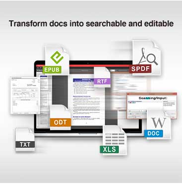 Convert files into editable and searchable, such as searchable PDF, words and excel Bundled with OCR software