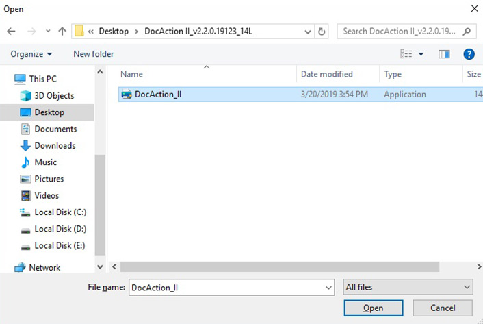 Select DocAction II.exe