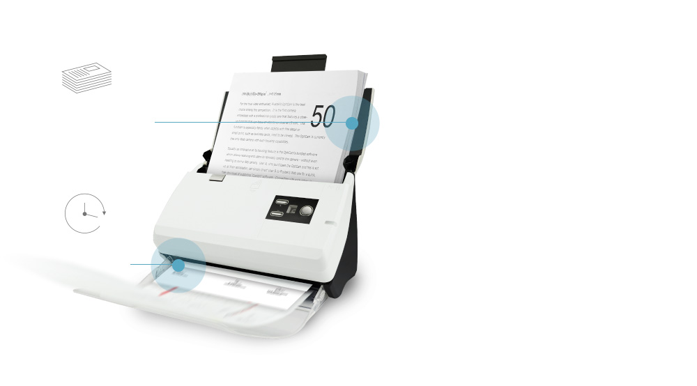 The workday moves pretty fast. No one can slow you down with PS30D, a  compact, desktop scanner