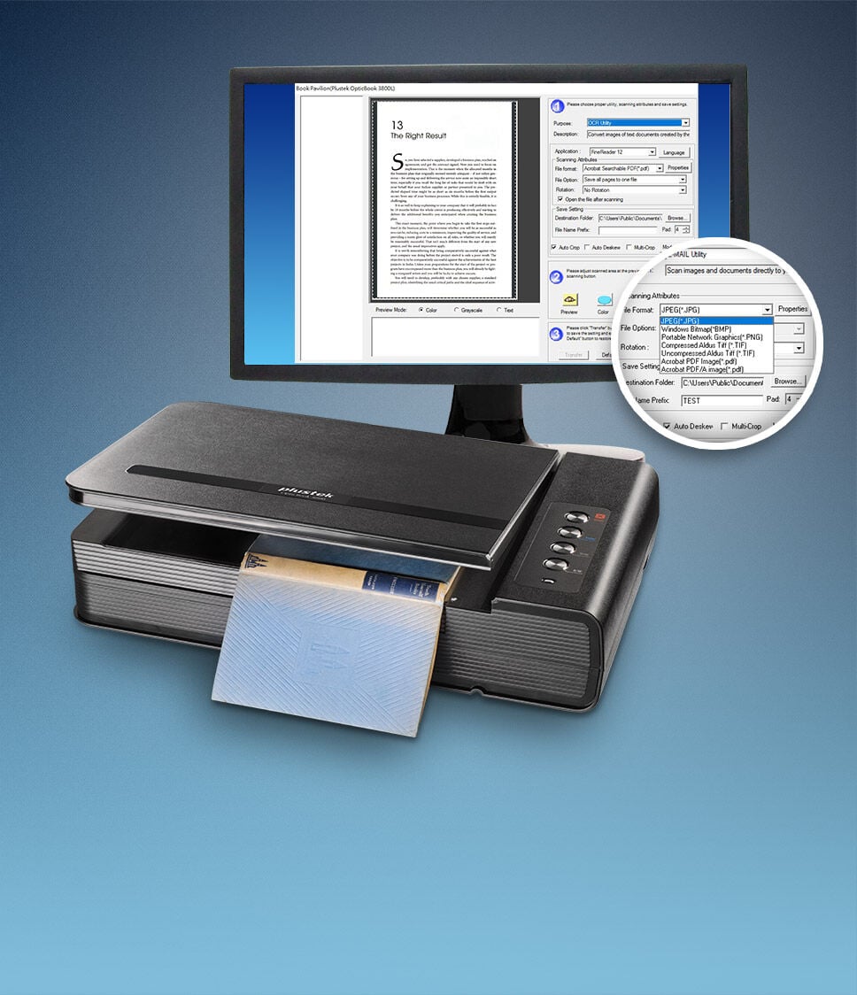 OpticBook 4800-は、厚い本も簡単にスキャンして保存することに役立ち