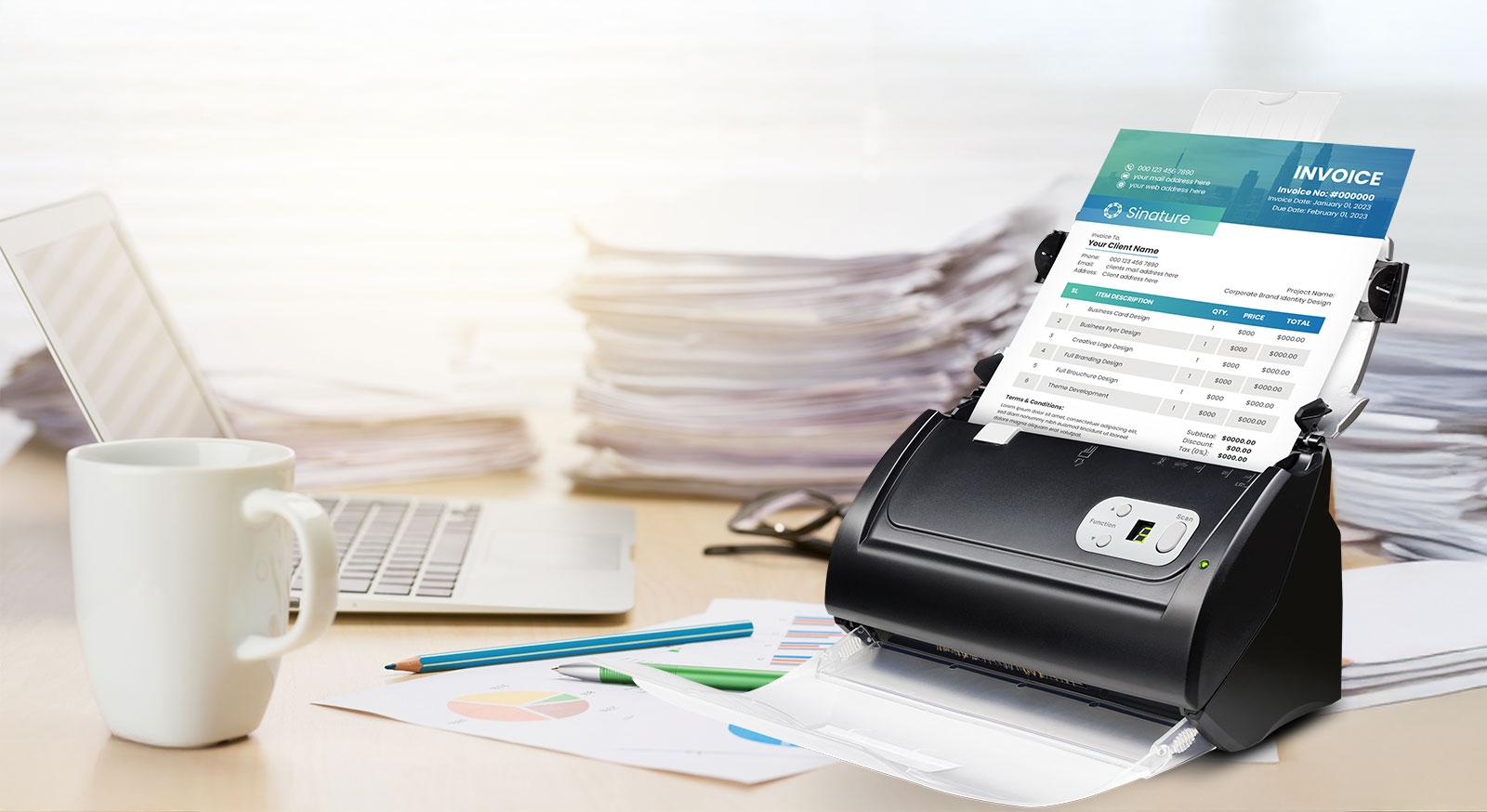 サンチャゴページです SmartOffice PS286 Pro – Compact, High-Speed Document Scanner for