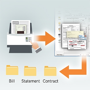 Tính năng nút quét tùy chỉnh hiển thị các thư mục có nhãn Hóa đơn, Sao kê và Hợp đồng.