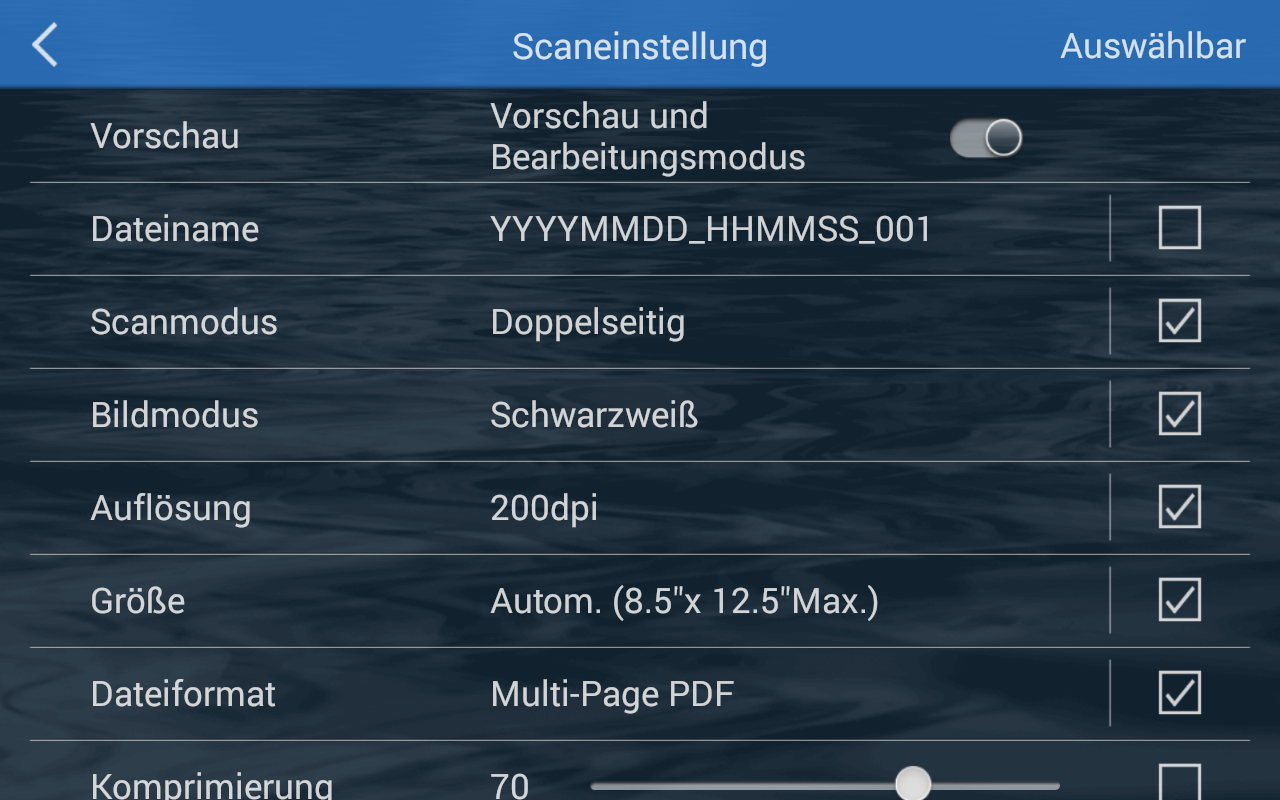 intuitive touch panel for all scanning action