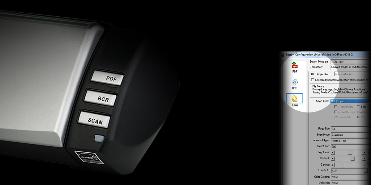 Mit den drei am Gerät befindlichen One Touch Tasten können unterschiedliche Scanaufträge direkt gestartet werden.