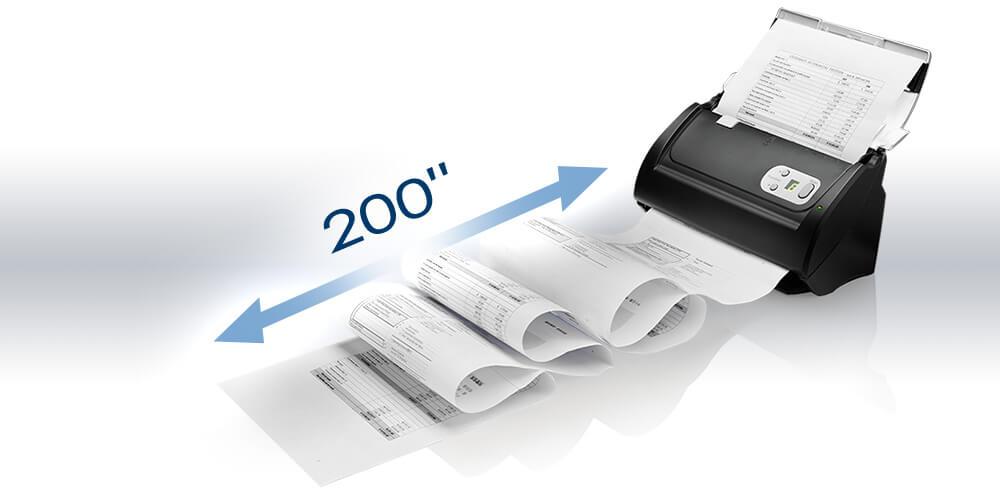 support double-sided documents scanning up to 200" without software setup
