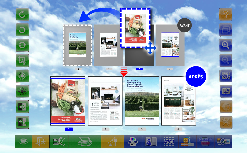 Aperçu instantané, Ordre des pages par glisser-déposer