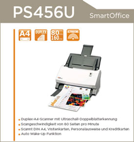 PLUSTEK SmartOffice PS406U A4 Duplex ADF Dokumentenscanner 40ppm 600x600dpi Ultraschall Twain USB