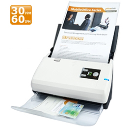 Compact desktop document scanner with ultrasonic multi-feed detection, scanning speed up to 30ppm, suitable for small & medium-sized business.