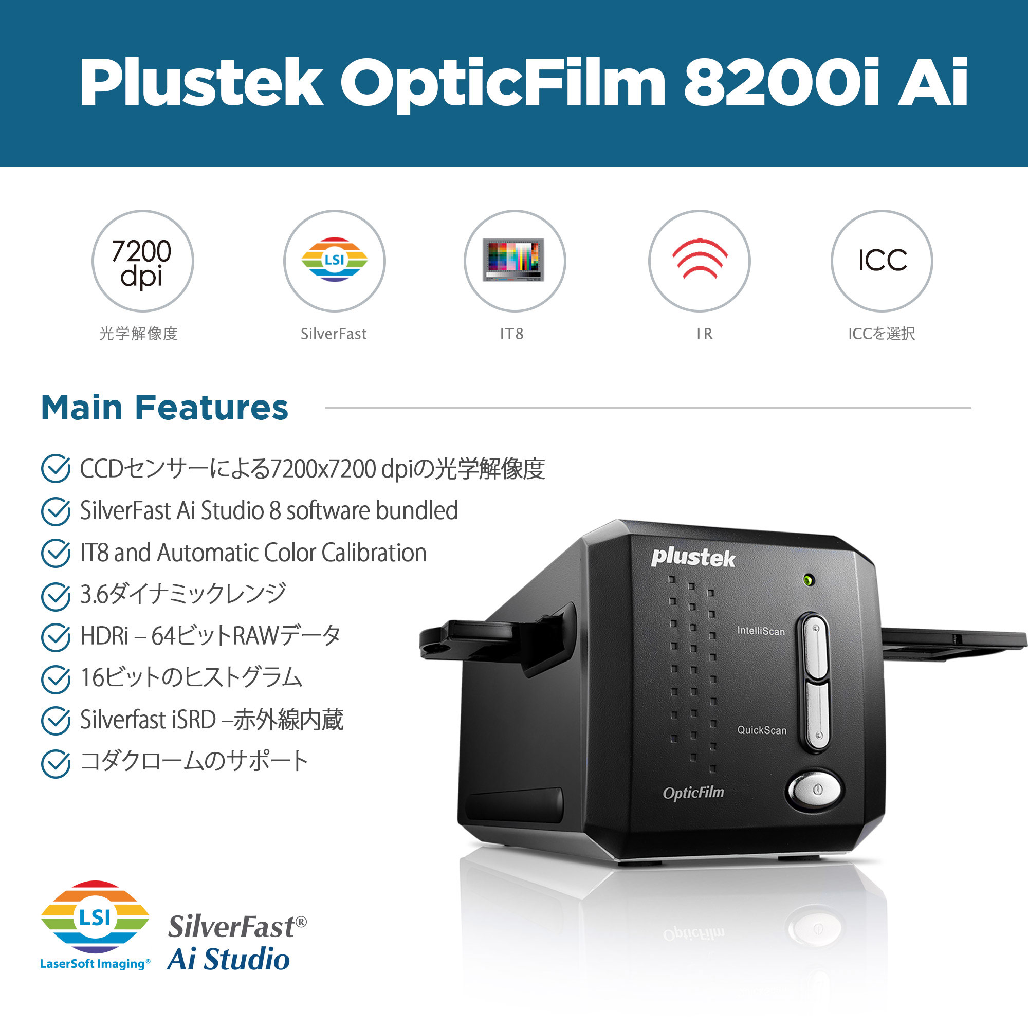 安心の通販 フィルムスキャナー 8200iAI OpticFilm Plustek フィルム