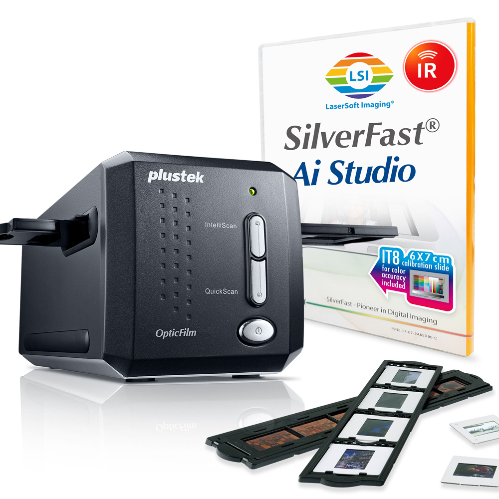 Plustek OpticFilm 8300i Ai Film Scanner - Converts 35mm Film & Slide into  Digital, SilverFast Ai Studio 9 + Advanced IT8 Calibration Target (3 Slide)