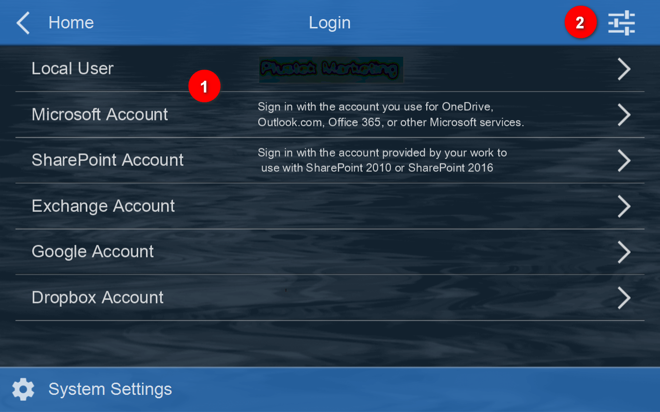 eConnector Select an Account to login
