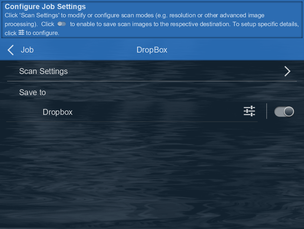 dropbox job setting