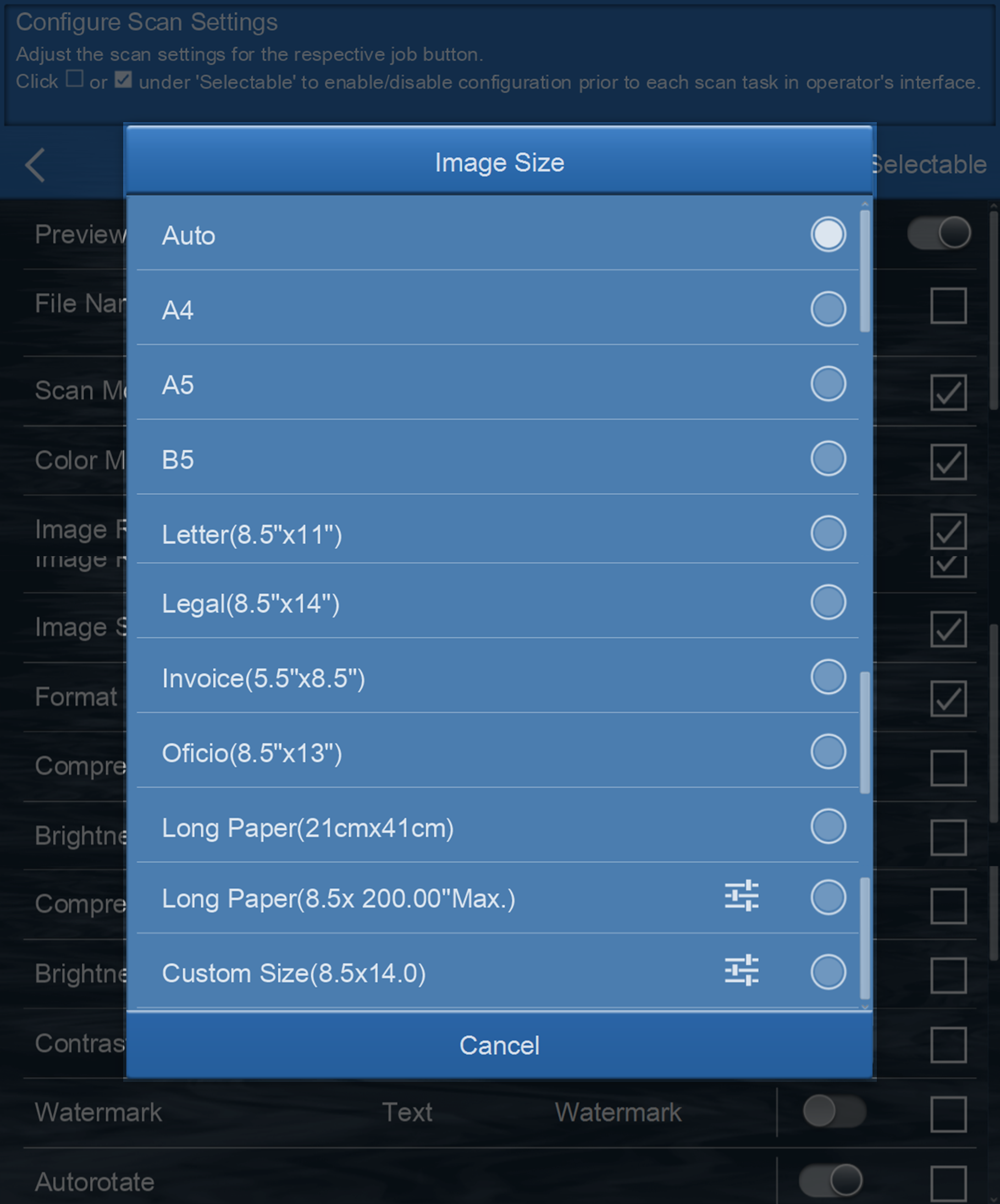 image size available list