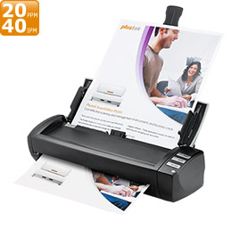 Duplex color scanner for A6 size documents, ideal for paper and cards.