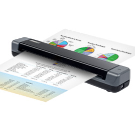 USB powered mobile scanner with simplex scanning in color, grayscale or B/W. 