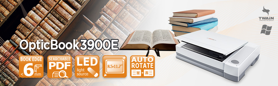 OpticBook 3900E The Plustek OpticBook 3900E helps you scan your heavy books and bound materials into electronic files.